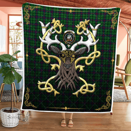 Scottish Duncan Clan Badge Tartan Celtic Deer - Tartan Plaid Quilt - Scottish Quilt Scottish Plaid Tartan Plaid - ScotsTee - scotstee.com