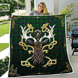 Scottish Duncan Clan Badge Tartan Celtic Deer - Tartan Plaid Quilt - Scottish Quilt Scottish Plaid Tartan Plaid - ScotsTee - scotstee.com