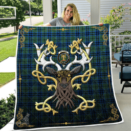 Scottish Falconer Clan Badge Tartan Celtic Deer - Tartan Plaid Quilt - Scottish Quilt Scottish Plaid Tartan Plaid - ScotsTee - scotstee.com