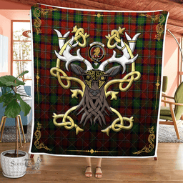 Scottish Fullerton Clan Badge Tartan Celtic Deer - Tartan Plaid Quilt - Scottish Quilt Scottish Plaid Tartan Plaid - ScotsTee - scotstee.com
