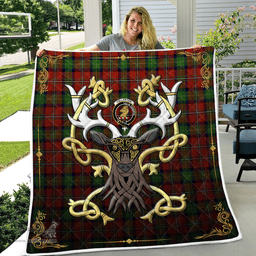 Scottish Fullerton Clan Badge Tartan Celtic Deer - Tartan Plaid Quilt - Scottish Quilt Scottish Plaid Tartan Plaid - ScotsTee - scotstee.com