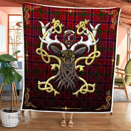 Scottish Macrae Clan Badge Tartan Celtic Deer - Tartan Plaid Quilt - Scottish Quilt Scottish Plaid Tartan Plaid - ScotsTee - scotstee.com