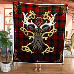 Scottish Macnaughten Clan Badge Tartan Celtic Deer - Tartan Plaid Quilt - Scottish Quilt Scottish Plaid Tartan Plaid - ScotsTee - scotstee.com