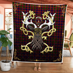 Scottish Macintyre Clan Badge Tartan Celtic Deer - Tartan Plaid Quilt - Scottish Quilt Scottish Plaid Tartan Plaid - ScotsTee - scotstee.com