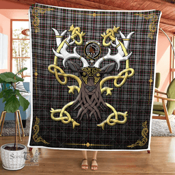 Scottish Borthwick Clan Badge Tartan Celtic Deer - Tartan Plaid Quilt - Scottish Quilt Scottish Plaid Tartan Plaid - ScotsTee - scotstee.com
