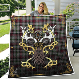 Scottish Borthwick Clan Badge Tartan Celtic Deer - Tartan Plaid Quilt - Scottish Quilt Scottish Plaid Tartan Plaid - ScotsTee - scotstee.com