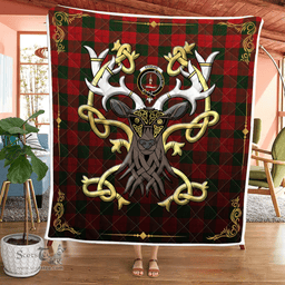 Scottish Erskine Clan Badge Tartan Celtic Deer - Tartan Plaid Quilt - Scottish Quilt Scottish Plaid Tartan Plaid - ScotsTee - scotstee.com