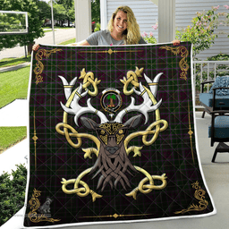 Scottish Crosbie Clan Badge Tartan Celtic Deer - Tartan Plaid Quilt - Scottish Quilt Scottish Plaid Tartan Plaid - ScotsTee - scotstee.com