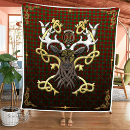 Scottish Gartshore Clan Badge Tartan Celtic Deer - Tartan Plaid Quilt - Scottish Quilt Scottish Plaid Tartan Plaid - ScotsTee - scotstee.com