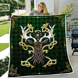 Scottish Kincaid Clan Badge Tartan Celtic Deer - Tartan Plaid Quilt - Scottish Quilt Scottish Plaid Tartan Plaid - ScotsTee - scotstee.com