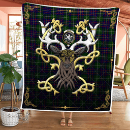 Scottish Inglis Clan Badge Tartan Celtic Deer - Tartan Plaid Quilt - Scottish Quilt Scottish Plaid Tartan Plaid - ScotsTee - scotstee.com