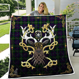 Scottish Inglis Clan Badge Tartan Celtic Deer - Tartan Plaid Quilt - Scottish Quilt Scottish Plaid Tartan Plaid - ScotsTee - scotstee.com