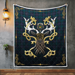 Scottish Douglas Clan Badge Tartan Celtic Deer - Tartan Plaid Quilt - Scottish Quilt Scottish Plaid Tartan Plaid - ScotsTee - scotstee.com