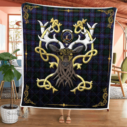 Scottish Guthrie Clan Badge Tartan Celtic Deer - Tartan Plaid Quilt - Scottish Quilt Scottish Plaid Tartan Plaid - ScotsTee - scotstee.com