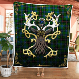 Scottish Forsyth Clan Badge Tartan Celtic Deer - Tartan Plaid Quilt - Scottish Quilt Scottish Plaid Tartan Plaid - ScotsTee - scotstee.com