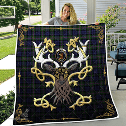 Scottish Baird Clan Badge Tartan Celtic Deer - Tartan Plaid Quilt - Scottish Quilt Scottish Plaid Tartan Plaid - ScotsTee - scotstee.com