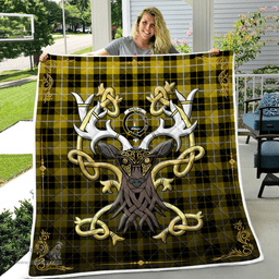 Scottish Barclay Clan Badge Tartan Celtic Deer - Tartan Plaid Quilt - Scottish Quilt Scottish Plaid Tartan Plaid - ScotsTee - scotstee.com