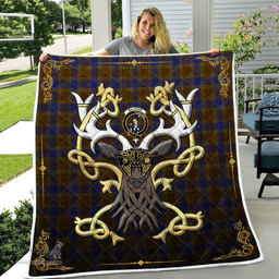 Scottish Balfour Clan Badge Tartan Celtic Deer - Tartan Plaid Quilt - Scottish Quilt Scottish Plaid Tartan Plaid - ScotsTee - scotstee.com