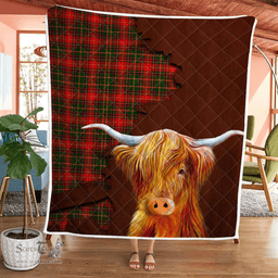 Scottish Somerville Tartan Highland Cow Quilt - Tartan Plaid Quilt - Scottish Quilt Scottish Plaid Tartan Plaid - ScotsTee - scotstee.com