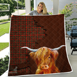 Scottish Stewart Of Appin Tartan Highland Cow Quilt - Tartan Plaid Quilt - Scottish Quilt Scottish Plaid Tartan Plaid - ScotsTee - scotstee.com