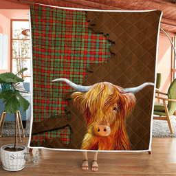 Scottish Ogilvie Tartan Highland Cow Quilt - Tartan Plaid Quilt - Scottish Quilt Scottish Plaid Tartan Plaid - ScotsTee - scotstee.com