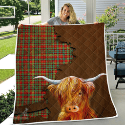 Scottish Ogilvie Tartan Highland Cow Quilt - Tartan Plaid Quilt - Scottish Quilt Scottish Plaid Tartan Plaid - ScotsTee - scotstee.com