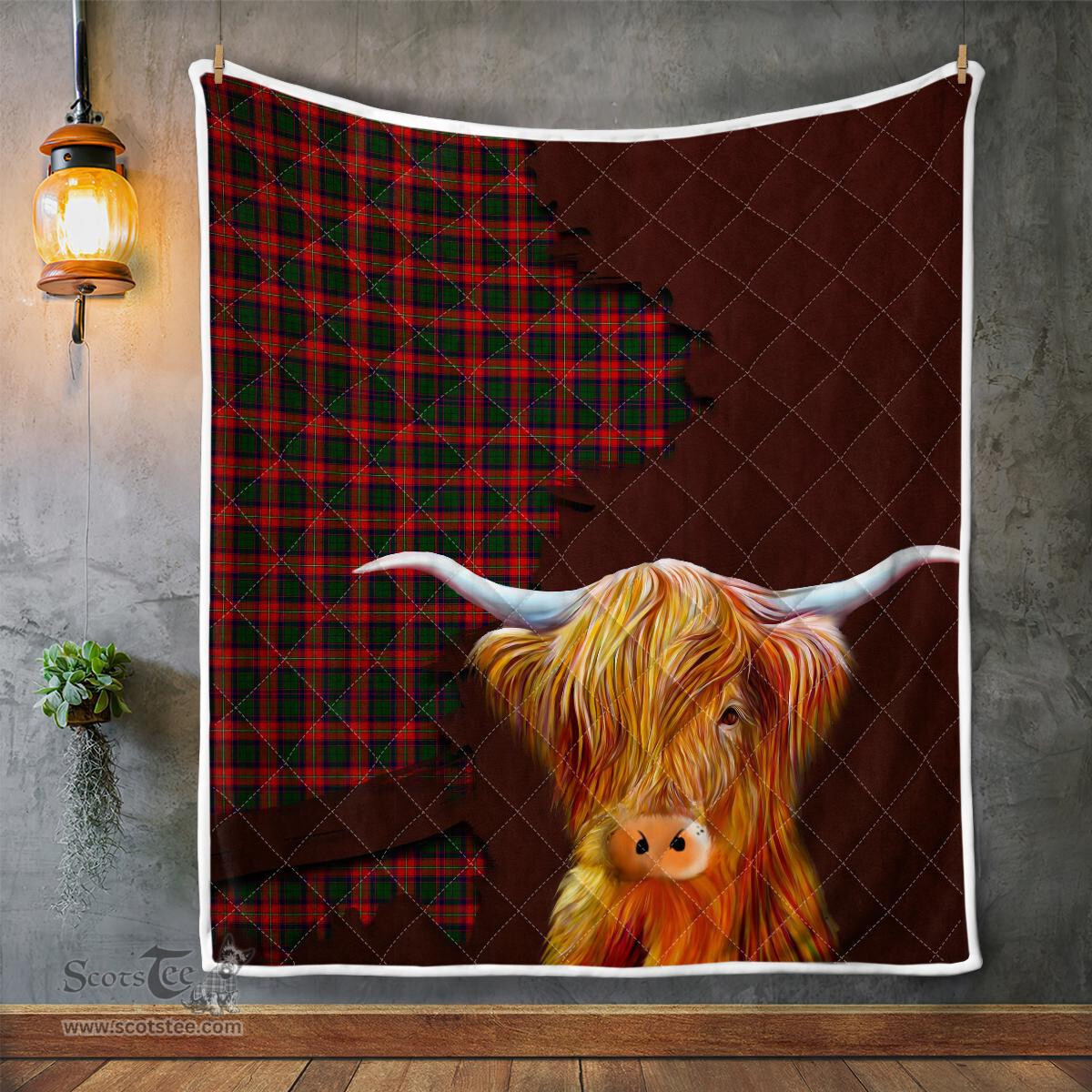 Scottish Riddell Tartan Highland Cow Quilt - Tartan Plaid Quilt - Scottish Quilt Scottish Plaid Tartan Plaid - ScotsTee - scotstee.com