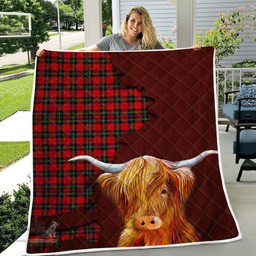 Scottish Ruthven Tartan Highland Cow Quilt - Tartan Plaid Quilt - Scottish Quilt Scottish Plaid Tartan Plaid - ScotsTee - scotstee.com