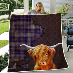 Scottish Ochterlony Tartan Highland Cow Quilt - Tartan Plaid Quilt - Scottish Quilt Scottish Plaid Tartan Plaid - ScotsTee - scotstee.com