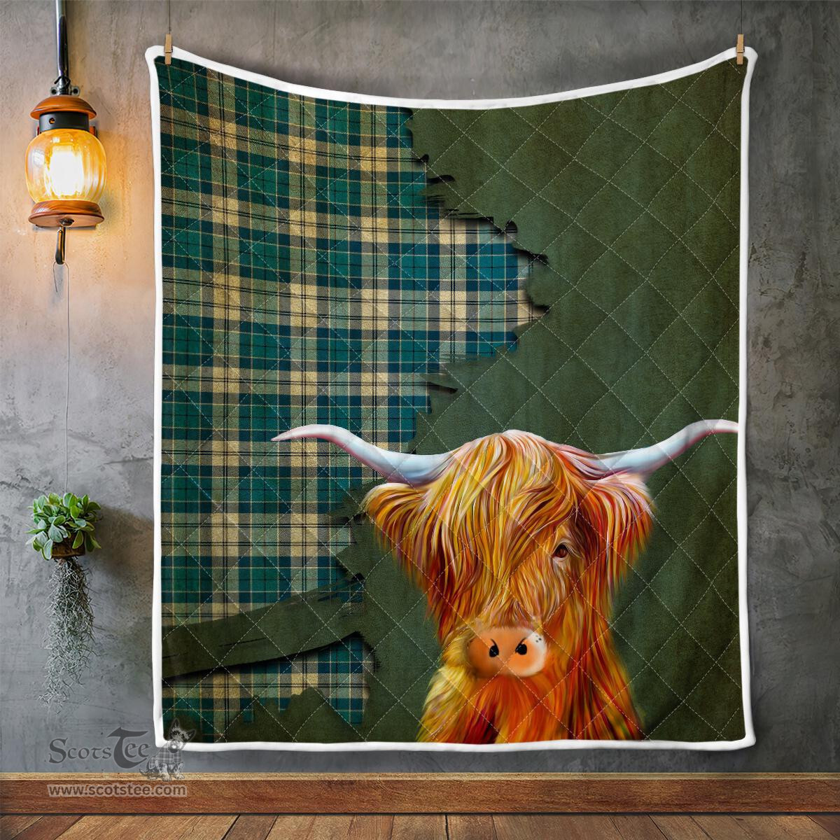 Scottish Roberton Tartan Highland Cow Quilt - Tartan Plaid Quilt - Scottish Quilt Scottish Plaid Tartan Plaid - ScotsTee - scotstee.com
