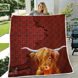 Scottish Udny Tartan Highland Cow Quilt - Tartan Plaid Quilt - Scottish Quilt Scottish Plaid Tartan Plaid - ScotsTee - scotstee.com