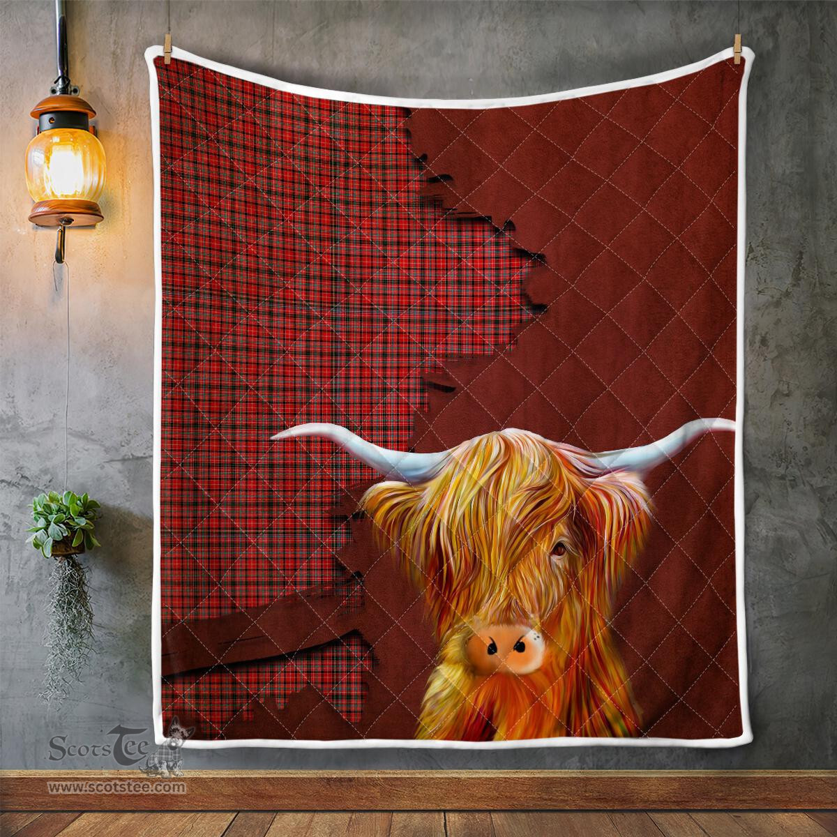 Scottish Udny Tartan Highland Cow Quilt - Tartan Plaid Quilt - Scottish Quilt Scottish Plaid Tartan Plaid - ScotsTee - scotstee.com