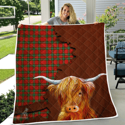 Scottish Maclaine Of Lochbuie Tartan Highland Cow Quilt - Tartan Plaid Quilt - Scottish Quilt Scottish Plaid Tartan Plaid - ScotsTee - scotstee.com