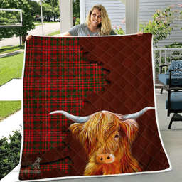 Scottish Mackinnon Tartan Highland Cow Quilt - Tartan Plaid Quilt - Scottish Quilt Scottish Plaid Tartan Plaid - ScotsTee - scotstee.com