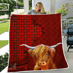 Scottish Macdonald Of Sleat Tartan Highland Cow Quilt - Tartan Plaid Quilt - Scottish Quilt Scottish Plaid Tartan Plaid - ScotsTee - scotstee.com