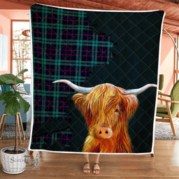 Scottish Maccorquodale Tartan Highland Cow Quilt - Tartan Plaid Quilt - Scottish Quilt Scottish Plaid Tartan Plaid - ScotsTee - scotstee.com