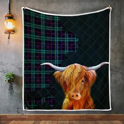Scottish Maccorquodale Tartan Highland Cow Quilt - Tartan Plaid Quilt - Scottish Quilt Scottish Plaid Tartan Plaid - ScotsTee - scotstee.com