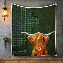 Scottish Learmonth Tartan Highland Cow Quilt - Tartan Plaid Quilt - Scottish Quilt Scottish Plaid Tartan Plaid - ScotsTee - scotstee.com