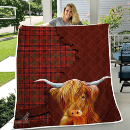 Scottish Lumsden Tartan Highland Cow Quilt - Tartan Plaid Quilt - Scottish Quilt Scottish Plaid Tartan Plaid - ScotsTee - scotstee.com