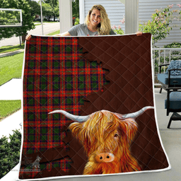 Scottish Charteris Earls Of Wemyss Tartan Highland Cow Quilt - Tartan Plaid Quilt - Scottish Quilt Scottish Plaid Tartan Plaid - ScotsTee - scotstee.com
