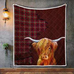 Scottish Little Tartan Highland Cow Quilt - Tartan Plaid Quilt - Scottish Quilt Scottish Plaid Tartan Plaid - ScotsTee - scotstee.com