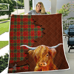 Scottish Maclean Tartan Highland Cow Quilt - Tartan Plaid Quilt - Scottish Quilt Scottish Plaid Tartan Plaid - ScotsTee - scotstee.com