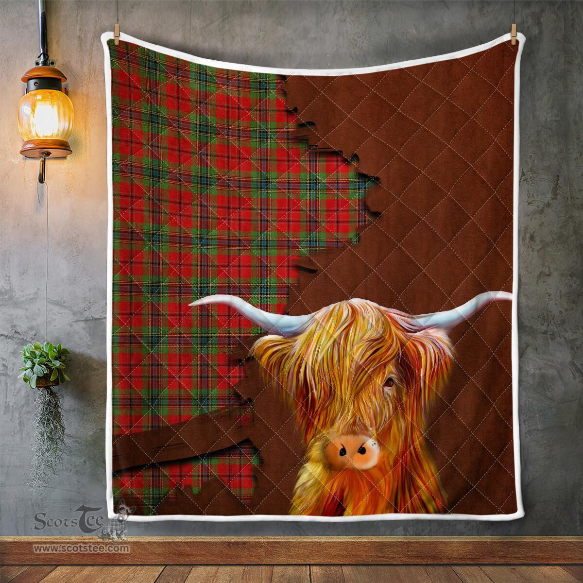 Scottish Maclean Tartan Highland Cow Quilt - Tartan Plaid Quilt - Scottish Quilt Scottish Plaid Tartan Plaid - ScotsTee - scotstee.com