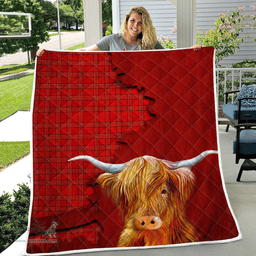 Scottish Burnett Tartan Highland Cow Quilt - Tartan Plaid Quilt - Scottish Quilt Scottish Plaid Tartan Plaid - ScotsTee - scotstee.com