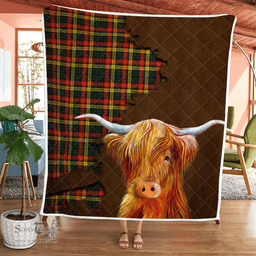 Scottish Buchanan Tartan Highland Cow Quilt - Tartan Plaid Quilt - Scottish Quilt Scottish Plaid Tartan Plaid - ScotsTee - scotstee.com