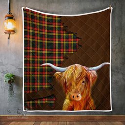 Scottish Buchanan Tartan Highland Cow Quilt - Tartan Plaid Quilt - Scottish Quilt Scottish Plaid Tartan Plaid - ScotsTee - scotstee.com