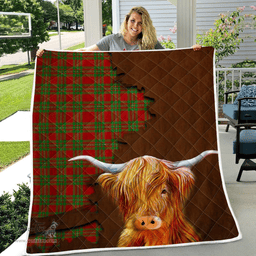 Scottish Macgregor Tartan Highland Cow Quilt - Tartan Plaid Quilt - Scottish Quilt Scottish Plaid Tartan Plaid - ScotsTee - scotstee.com