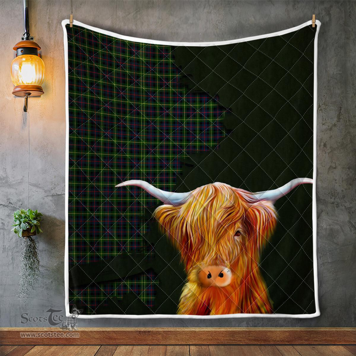Scottish Farquharson Tartan Highland Cow Quilt - Tartan Plaid Quilt - Scottish Quilt Scottish Plaid Tartan Plaid - ScotsTee - scotstee.com