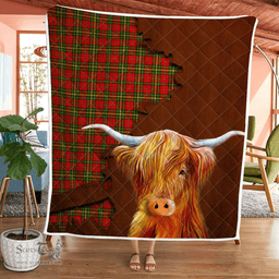 Scottish Leask Tartan Highland Cow Quilt - Tartan Plaid Quilt - Scottish Quilt Scottish Plaid Tartan Plaid - ScotsTee - scotstee.com