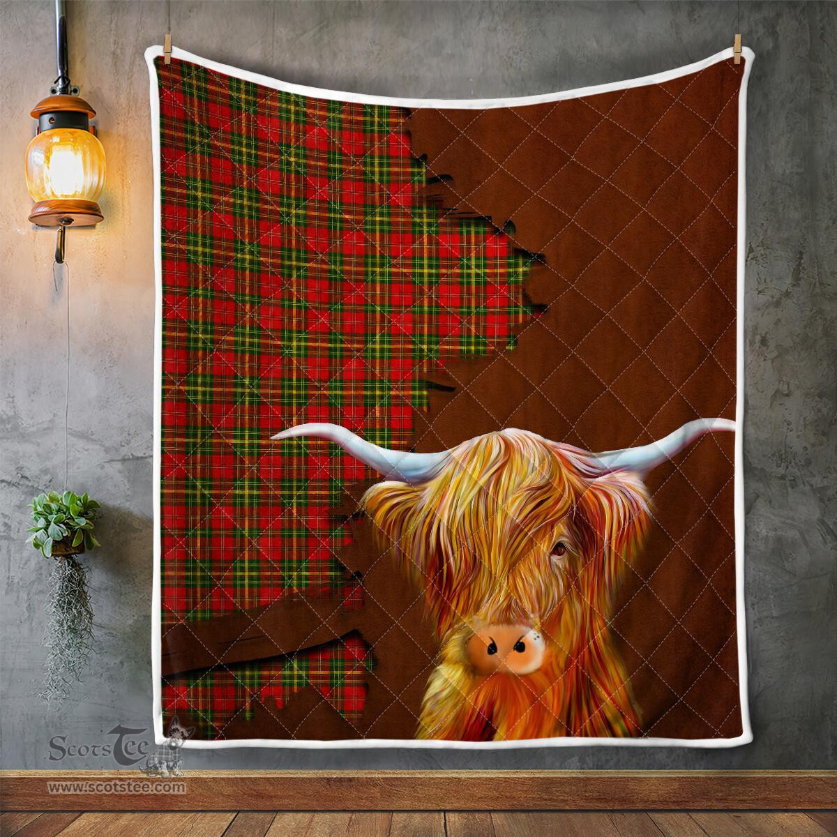 Scottish Leask Tartan Highland Cow Quilt - Tartan Plaid Quilt - Scottish Quilt Scottish Plaid Tartan Plaid - ScotsTee - scotstee.com